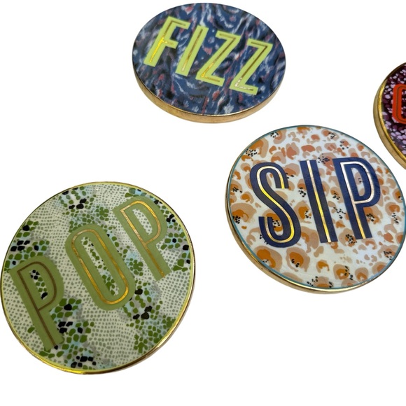 Anthropologie Cocktail Sounds Metallic Coaster Set - Picture 4 of 6